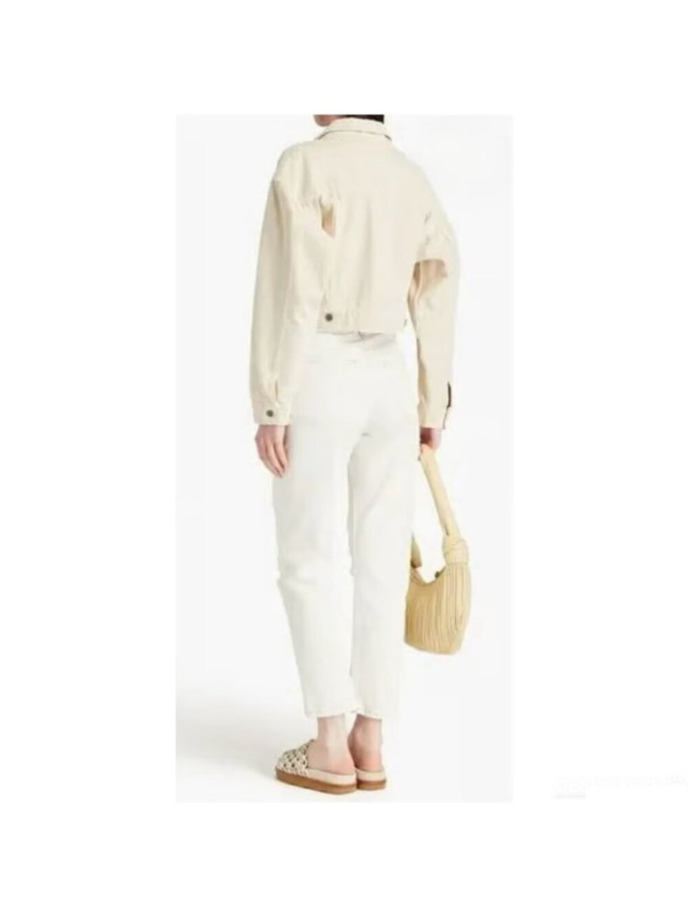 Frame Jeans Size 25 Off White Distressed High Rise Button Fly Rigid Alternative - Picture 3 of 10